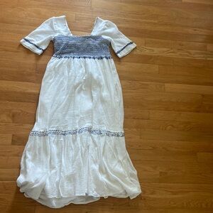 White and Blue Dress size small. Lined.
